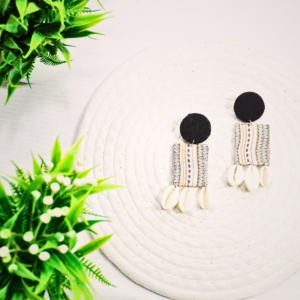 Annie (Beautiful fabric earring with black and white combination  with white sell)