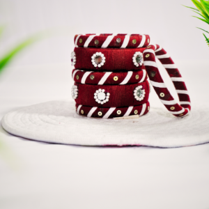 Avni (brawon and white thread design handmade bangles, showcasing impeccable craftsmanship for Women & girls.)