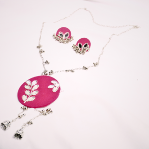 Khuma Handcrafted Cotton Fabric Earrings with neck piece