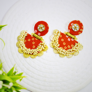 Rubi (  Handcrafted Cotton bandhani print Fabric Earrings )